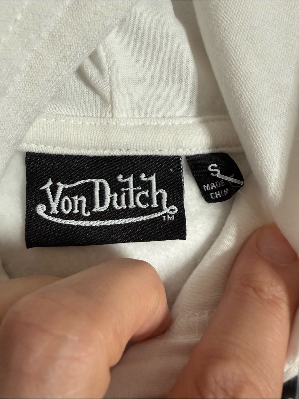 Von Dutch Graffiti Logo Cropped Hoodie White Pink Black Size Small Y2K - Picture 5 of 6